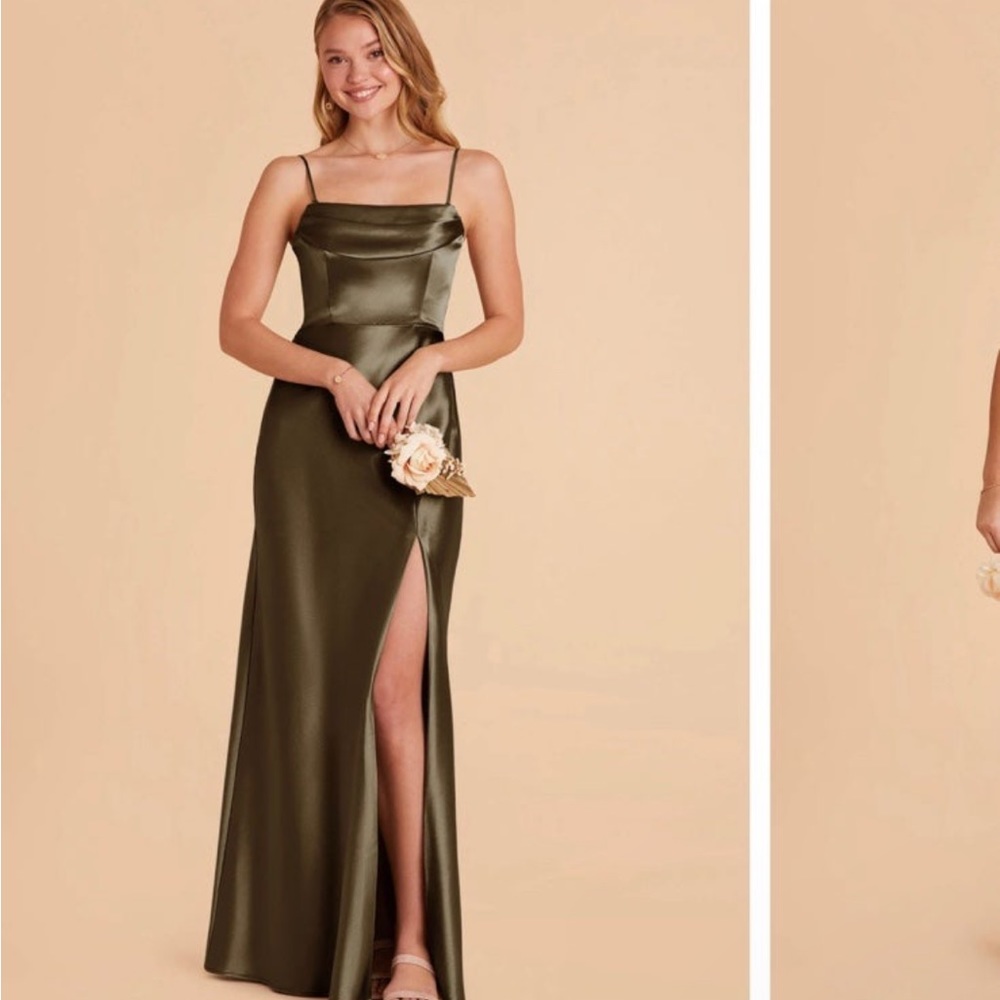 Birdy Grey Mia Convertible Satin Olive Dress (size small)